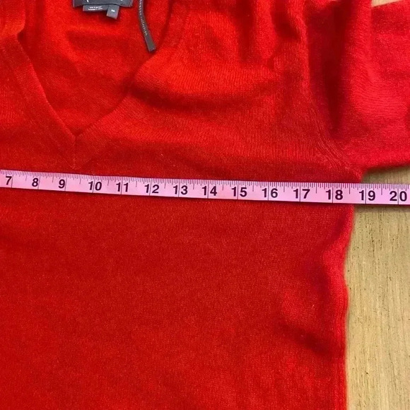Anthropologie Women's Sweater Pullover 100% cashmere Red V-neck sweater  XS-S - Picture 4 of 13